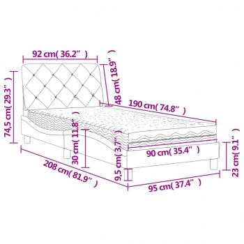 Bett mit Matratze Dunkelgrau 90x190 cm Samt