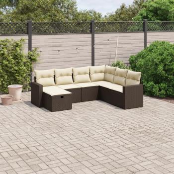 ARDEBO.de - 7-tlg. Garten-Sofagarnitur mit Kissen Braun Poly Rattan