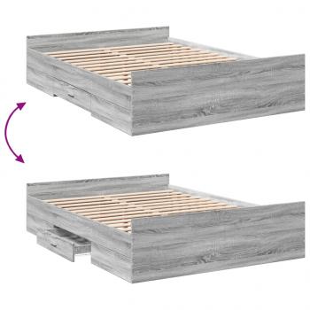 Bettgestell mit Schubladen Grau Sonoma 120x200 cm Holzwerkstoff