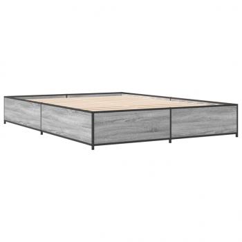 Bettgestell Grau Sonoma 120x190 cm Holzwerkstoff und Metall