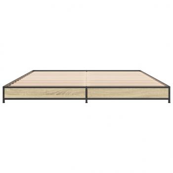 Bettgestell Sonoma-Eiche 135x190 cm Holzwerkstoff und Metall