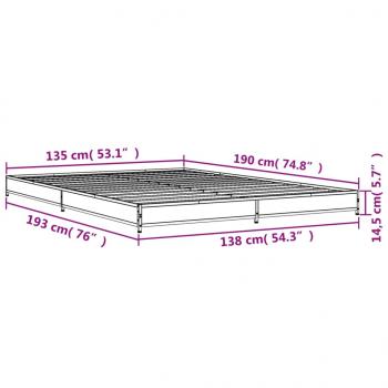 Bettgestell Sonoma-Eiche 135x190 cm Holzwerkstoff und Metall