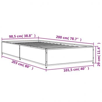 Bettgestell Räuchereiche 100x200 cm Holzwerkstoff und Metall