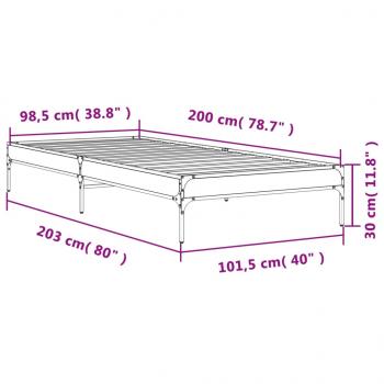 Bettgestell Sonoma-Eiche 100x200 cm Holzwerkstoff und Metall