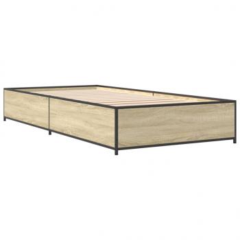 Bettgestell Sonoma-Eiche 75x190 cm Holzwerkstoff und Metall