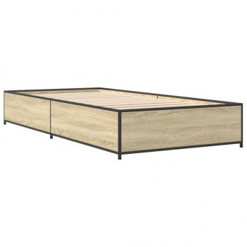 Bettgestell Sonoma-Eiche 75x190 cm Holzwerkstoff und Metall