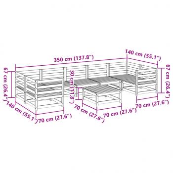 8-tlg. Garten-Sofagarnitur Massivholz Kiefer