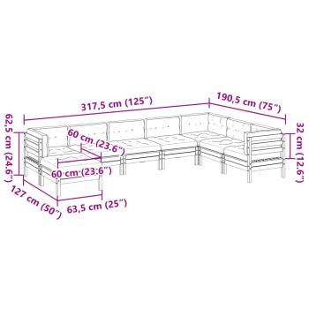 8-tlg. Garten-Sofagarnitur mit Kissen Massivholz Douglasie