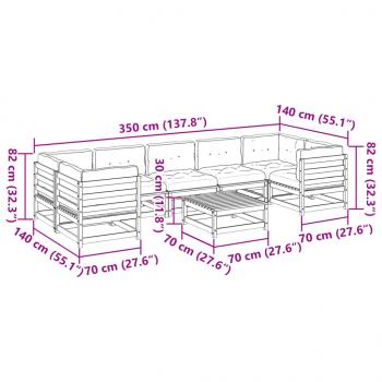 8-tlg. Garten-Sofagarnitur mit Kissen Kiefernholz Imprägniert