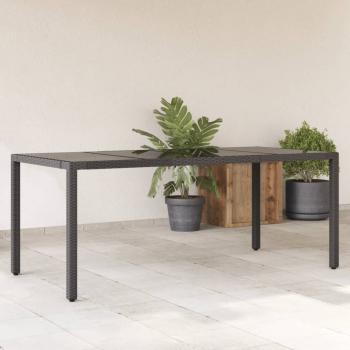 ARDEBO.de - Gartentisch mit Glasplatte Schwarz 190x90x75 cm Poly Rattan