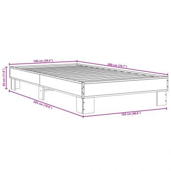 Bettgestell Schwarz 100x200 cm Holzwerkstoff und Metall