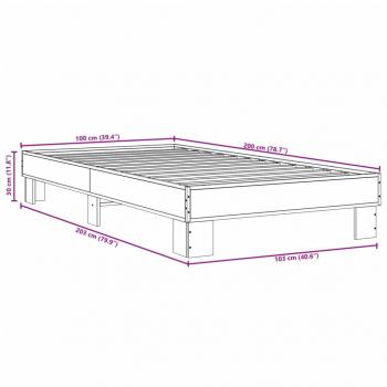 Bettgestell Braun Eichen-Optik 100x200 cm Holzwerkstoff Metall