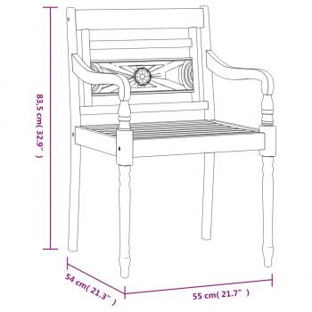 Batavia-Stühle 6 Stk. Weiß Massivholz Teak