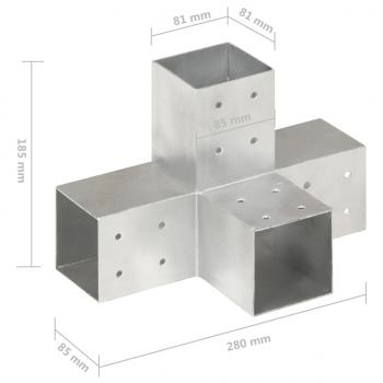 Pfostenverbinder X-Form Verzinktes Metall 81 x 81 mm