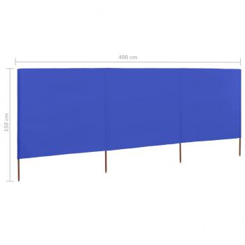 3-teiliges Windschutzgewebe 400 x 120 cm Azurblau