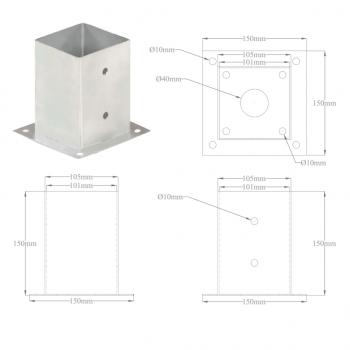 Pfostenanker 4 Stk. Verzinktes Metall 101 mm