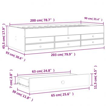 Tagesbett mit Schubladen Sonoma-Eiche 90x200 cm Holzwerkstoff