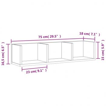 Wandschrank Grau Sonoma-Eiche 75x18x16,5 cm Holzwerkstoff