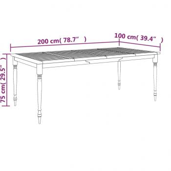 Batavia-Tisch 200x100x75 cm Massivholz Teak