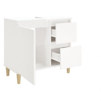 Badschrank Hochglanz-Weiß 65x33x60 cm Holzwerkstoff