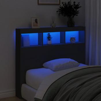 LED-Kopfteil mit Ablagen Schwarz 120x17x102 cm