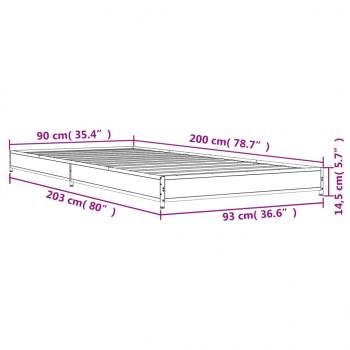 Bettgestell Räuchereiche 90x200 cm Holzwerkstoff und Metall