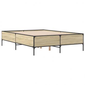 Bettgestell Sonoma-Eiche 140x200 cm Holzwerkstoff und Metall