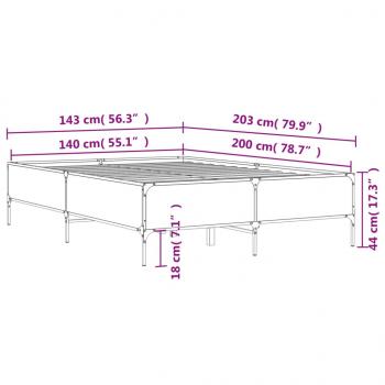 Bettgestell Sonoma-Eiche 140x200 cm Holzwerkstoff und Metall