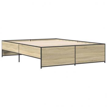 Bettgestell Sonoma-Eiche 150x200 cm Holzwerkstoff und Metall