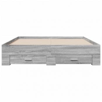 Bettgestell mit Schubladen Grau Sonoma 140x200 cm Holzwerkstoff