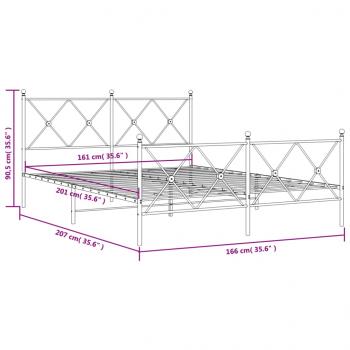 Bettgestell mit Kopf- und Fußteil Metall Schwarz 160x200 cm