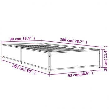 Bettgestell Sonoma-Eiche 90x200 cm Holzwerkstoff und Metall