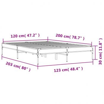 Bettgestell Sonoma-Eiche 120x200 cm Holzwerkstoff und Metall