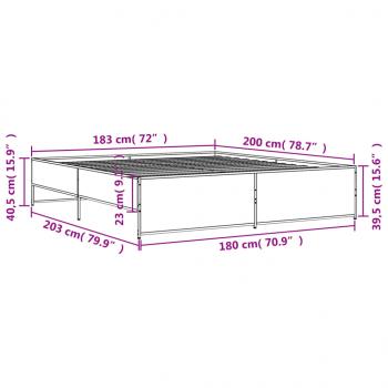 Bettgestell Braun Eichen-Optik 180x200 cm Holzwerkstoff Metall