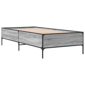 Bettgestell Grau Sonoma 90x190 cm Holzwerkstoff und Metall