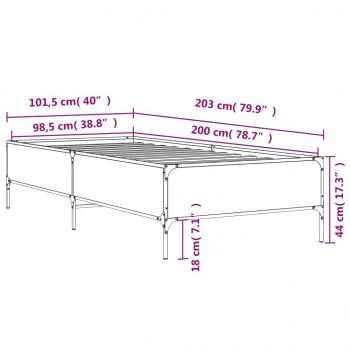 Bettgestell Räuchereiche 100x200 cm Holzwerkstoff und Metall