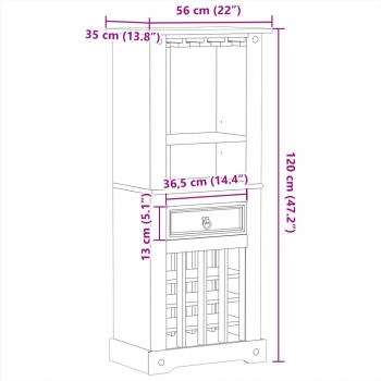 Weinregal Corona 56x35x120 cm Massivholz Kiefer