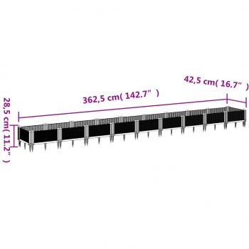 Pflanzkasten mit Erdspießen Braun 362,5x42,5x28,5 cm PP