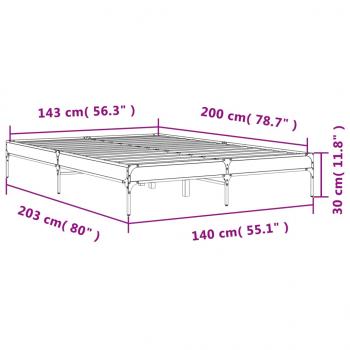 Bettgestell Sonoma-Eiche 140x200 cm Holzwerkstoff und Metall