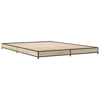 Bettgestell Sonoma-Eiche 120x190 cm Holzwerkstoff und Metall