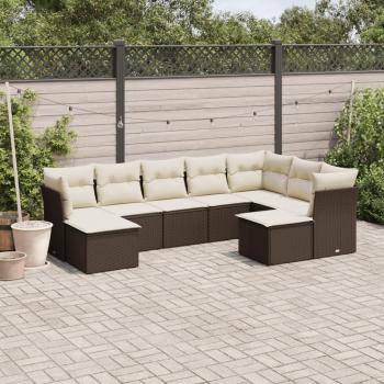 ARDEBO.de - 9-tlg. Garten-Sofagarnitur mit Kissen Braun Poly Rattan