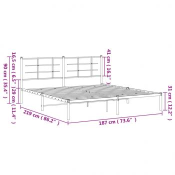 Bettgestell mit Kopfteil Metall Schwarz 183x213 cm