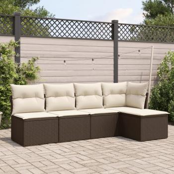 ARDEBO.de - 5-tlg. Garten-Sofagarnitur mit Kissen Braun Poly Rattan