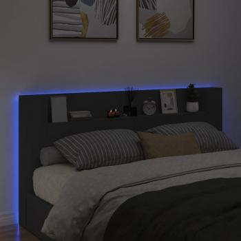 LED-Kopfteil mit Ablagen Schwarz 200x16,5x103,5 cm