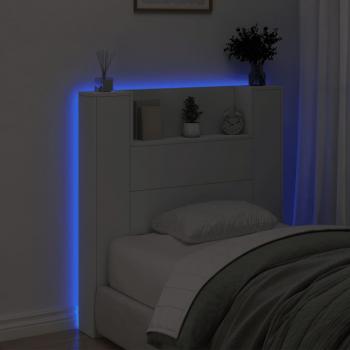 LED-Kopfteil mit Ablagen Weiß 100x16,5x103,5 cm