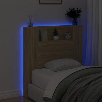 LED-Kopfteil mit Ablagen Sonoma-Eiche 100x16,5x103,5 cm