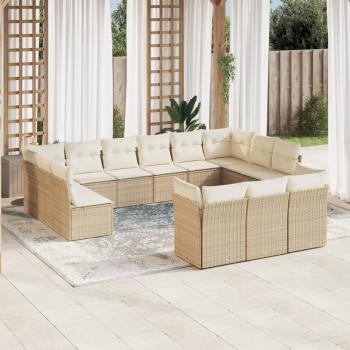 ARDEBO.de - 13-tlg. Garten-Sofagarnitur mit Kissen Beige Poly Rattan