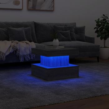 Couchtisch mit LED-Leuchten Grau Sonoma 50x50x40 cm