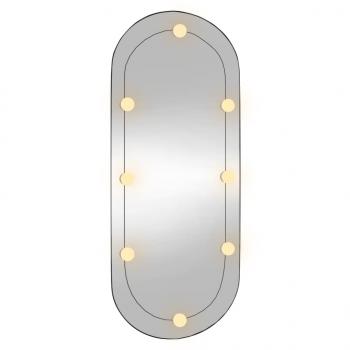 Wandspiegel mit LED-Leuchten 45x100 cm Glas Oval