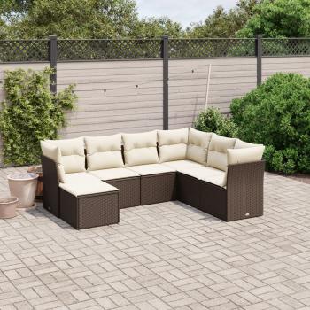 ARDEBO.de - 7-tlg. Garten-Sofagarnitur mit Kissen Braun Poly Rattan